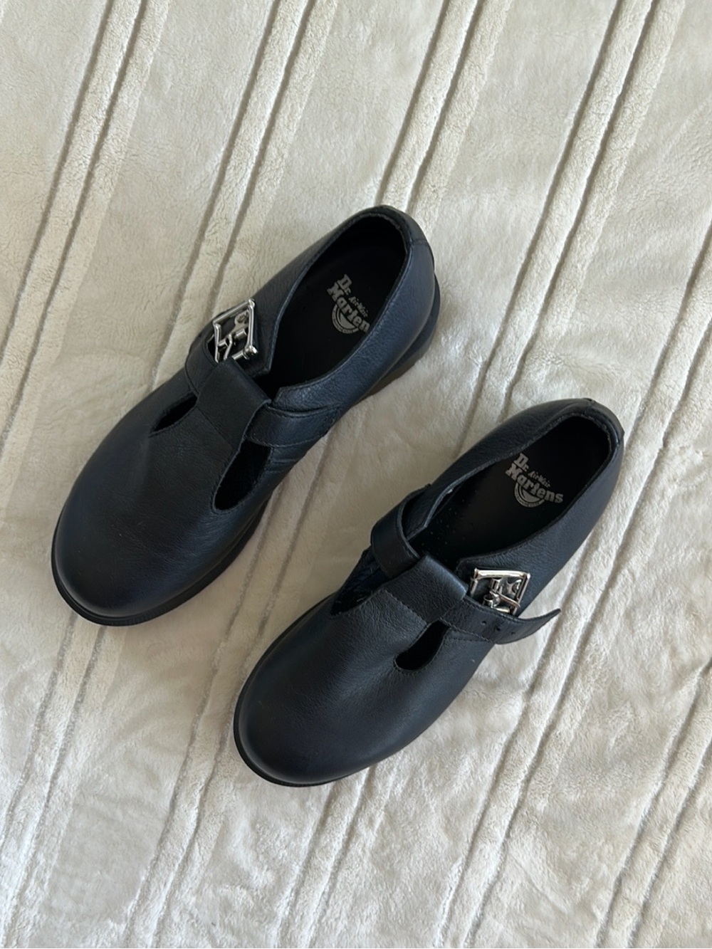 Dr. Martens Black Leather T-Bar Mary Jane Clogs